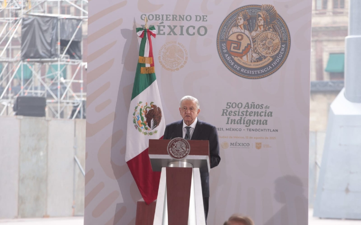 El Presidente durante el evento por la conmemoración de los 500 años de resistencia indígena. (Jesús Quintanar)