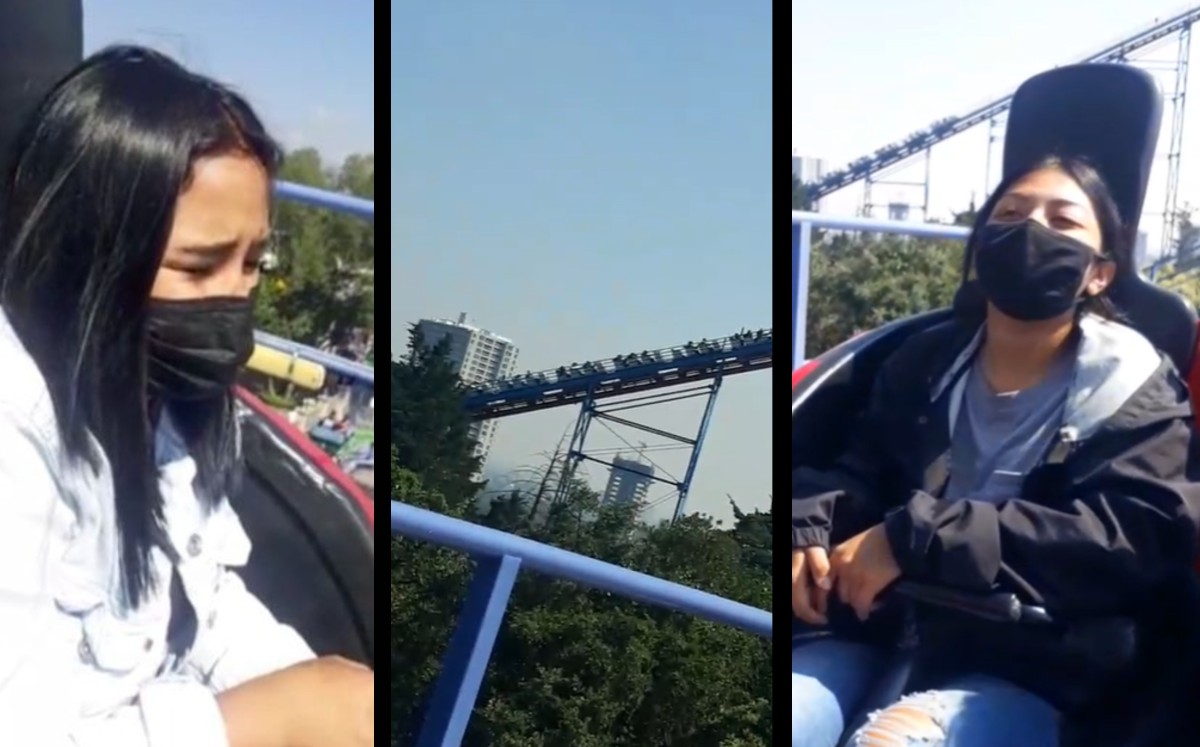 Six Flags México: jóvenes transmiten en vivo que se quedaron atrapadas desde lo alto del The Joker. (Especial)