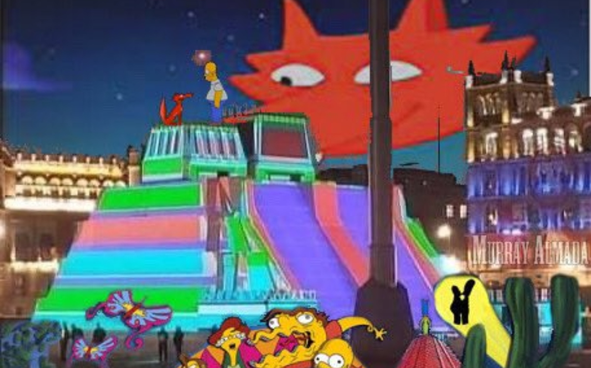 Usuarios en redes sociales compararon la maqueta del Templo Mayor colocada en el Zócalo con una estructura que aparece en capítulo de Los Simpson