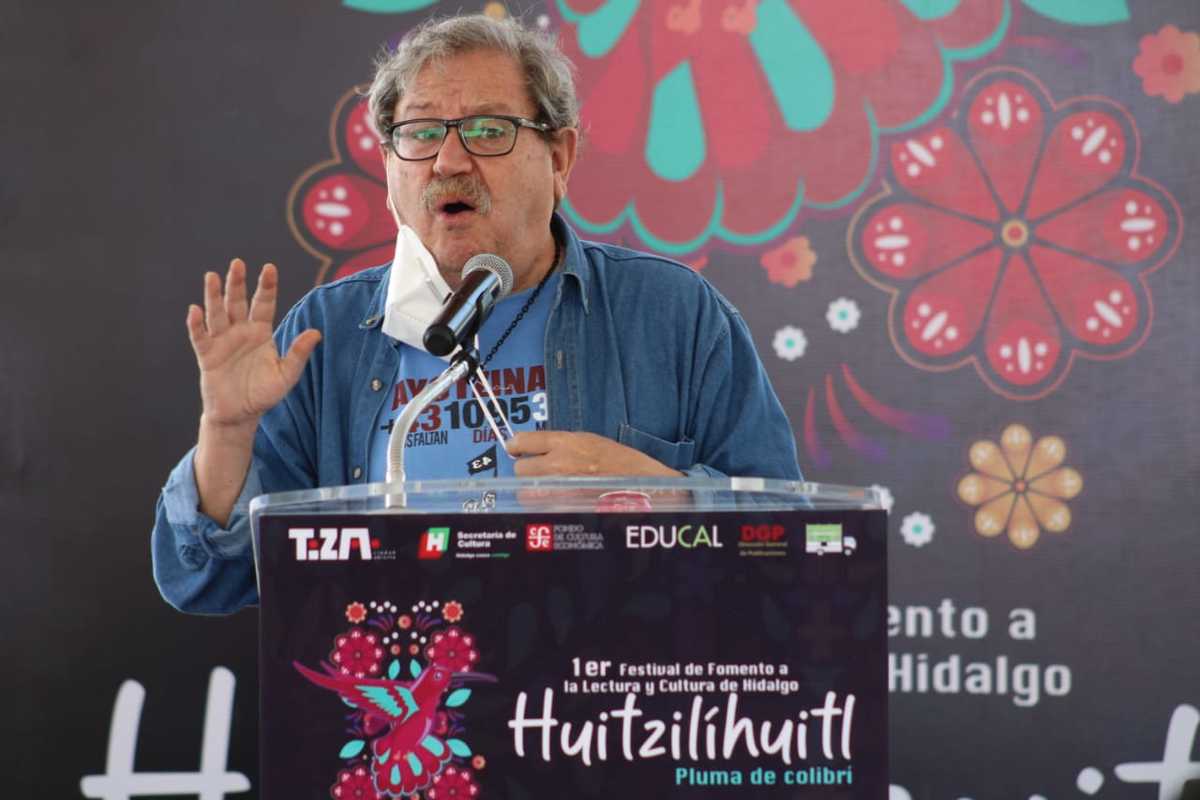 Paco Ignacio Taibo II en Tizayuca, durante la inauguración del Festival del Lectura. (Especial)