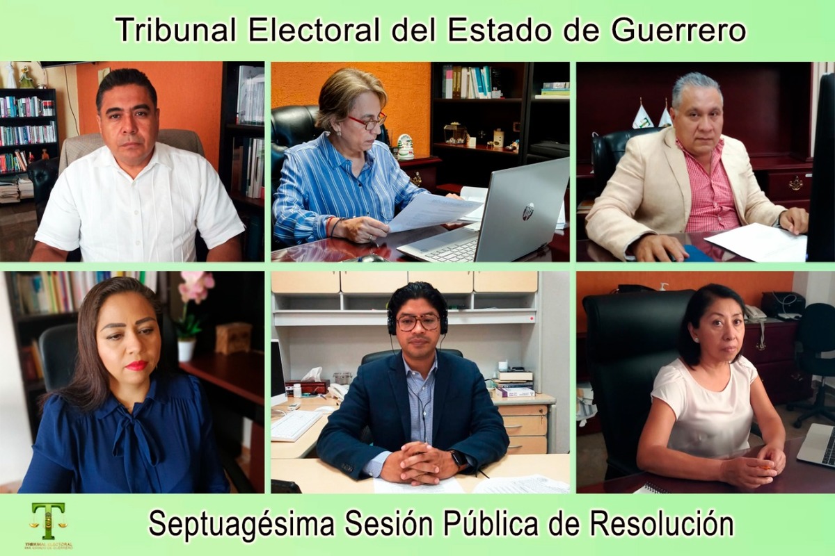 El Tribunal Electoral del Estado de Guerrero llevó a cabo este jueves la Septuagésima Sesión Pública de Resolución de manera virtual, donde aprobó la 