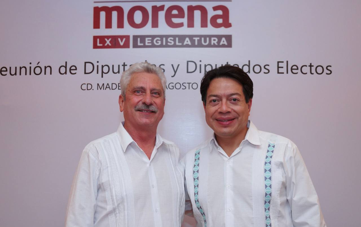 Armando Zertuche de Tamaulipas y Mario Delgado, presidente de Morena.