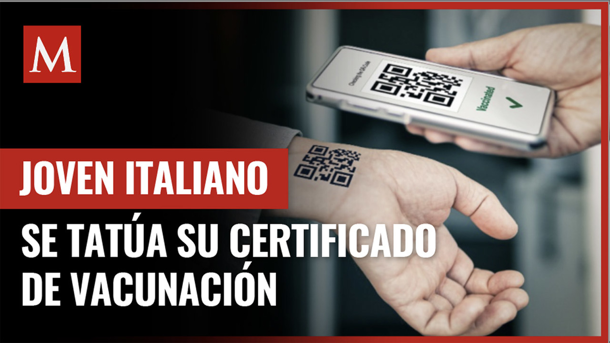 Joven italiano se tatúa su certificado de vacunación
