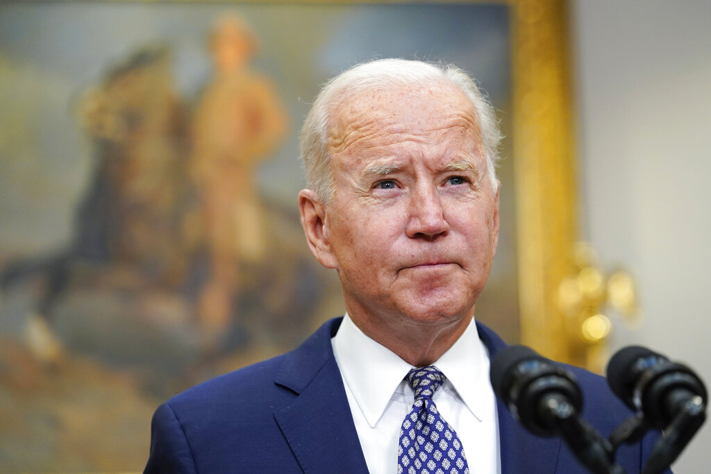 El presidente de Estados Unidos, Joe Biden, durante su mensaje en la Casa Blanca. (AP)