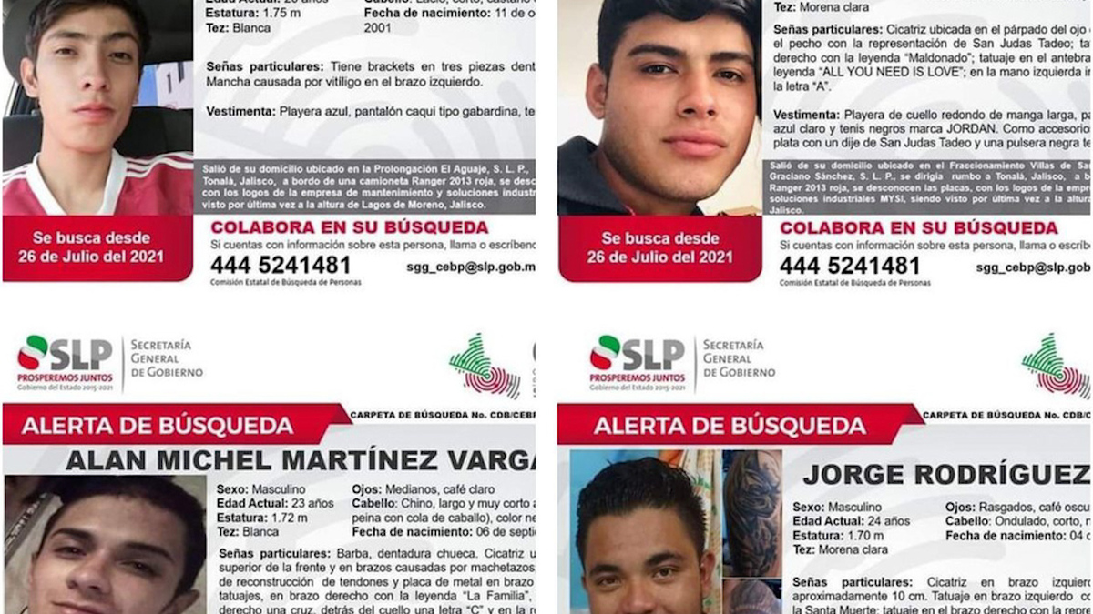 Fiscalía no descarta participación de policías en desaparición de jovenes de SLP