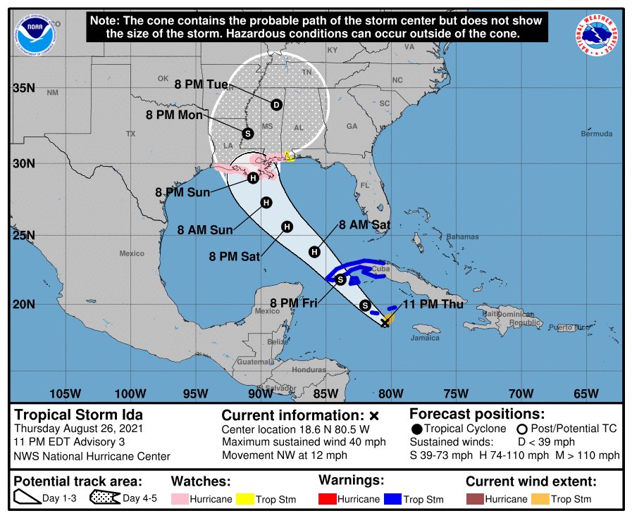 El gobierno cubano emitió una alerta de tormenta tropical. (Tomada de @NHC_Atlantic)