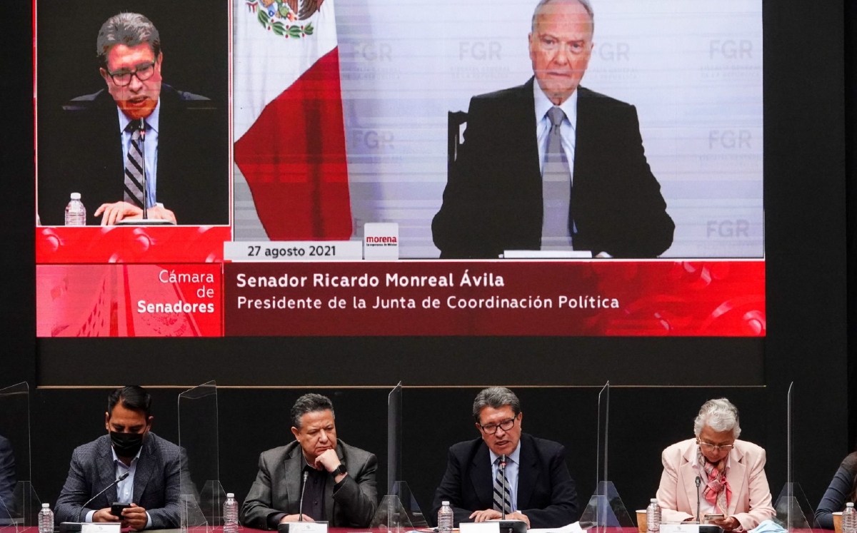 Intervención del fiscal Alejandro Gertz Manero durante la reunión plenaria de Morena. (Cuartoscuro)