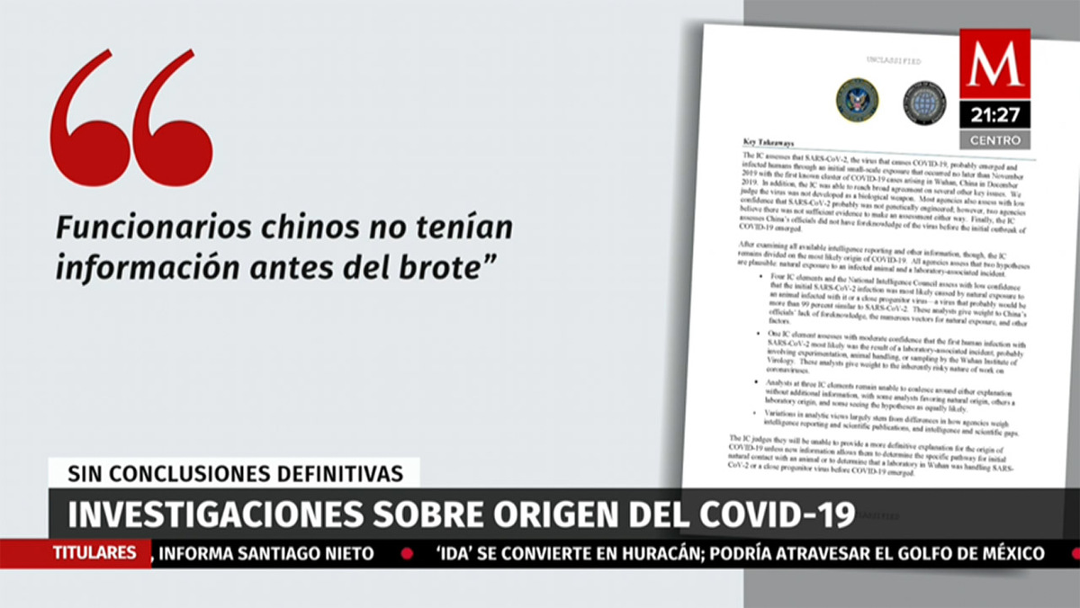 Sin conclusiones definitivas sobre origen covid-19