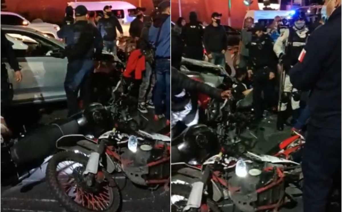 Automóvil choca contra motociclistas en Nezahualcóyotl