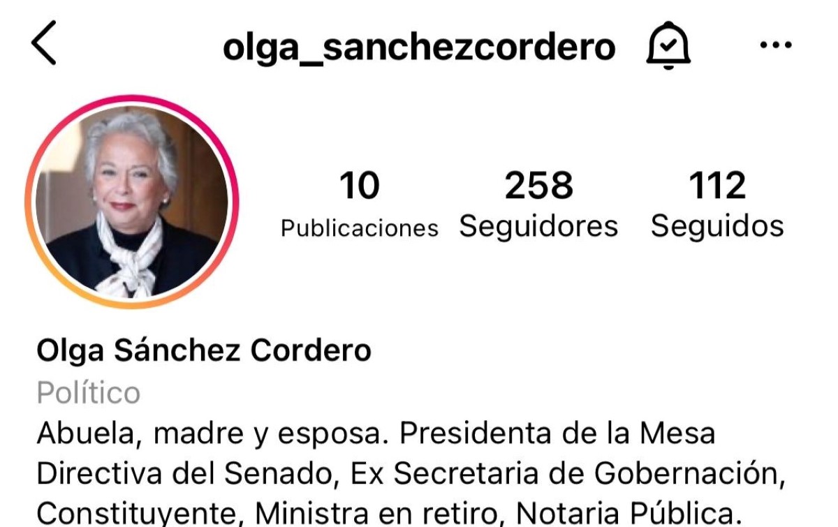 Sánchez Cordero abrió su cuenta de Instagram. | Especial