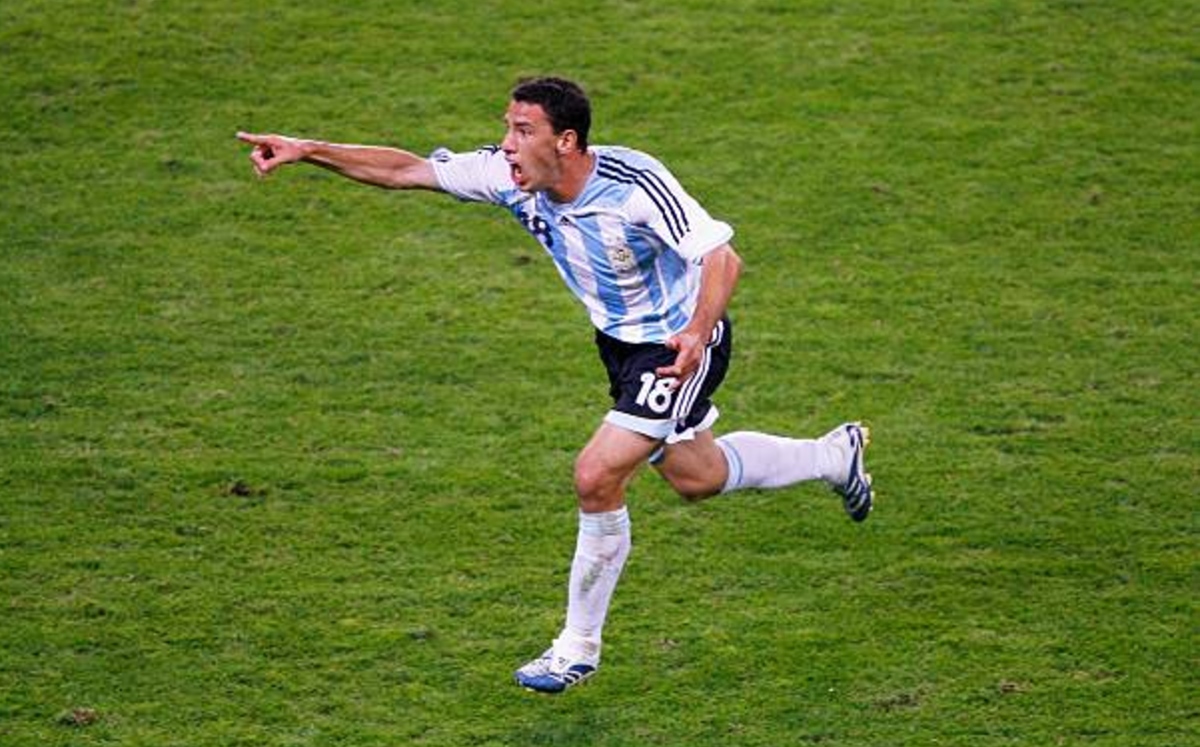 Maxi Rodríguez tras su gol ante México en el Mundial 2006 (Getty Images)