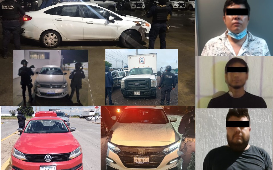 En distintos hechos, aseguran 7 vehículos robados en Celaya; hay 3 detenidos. ESPECIAL