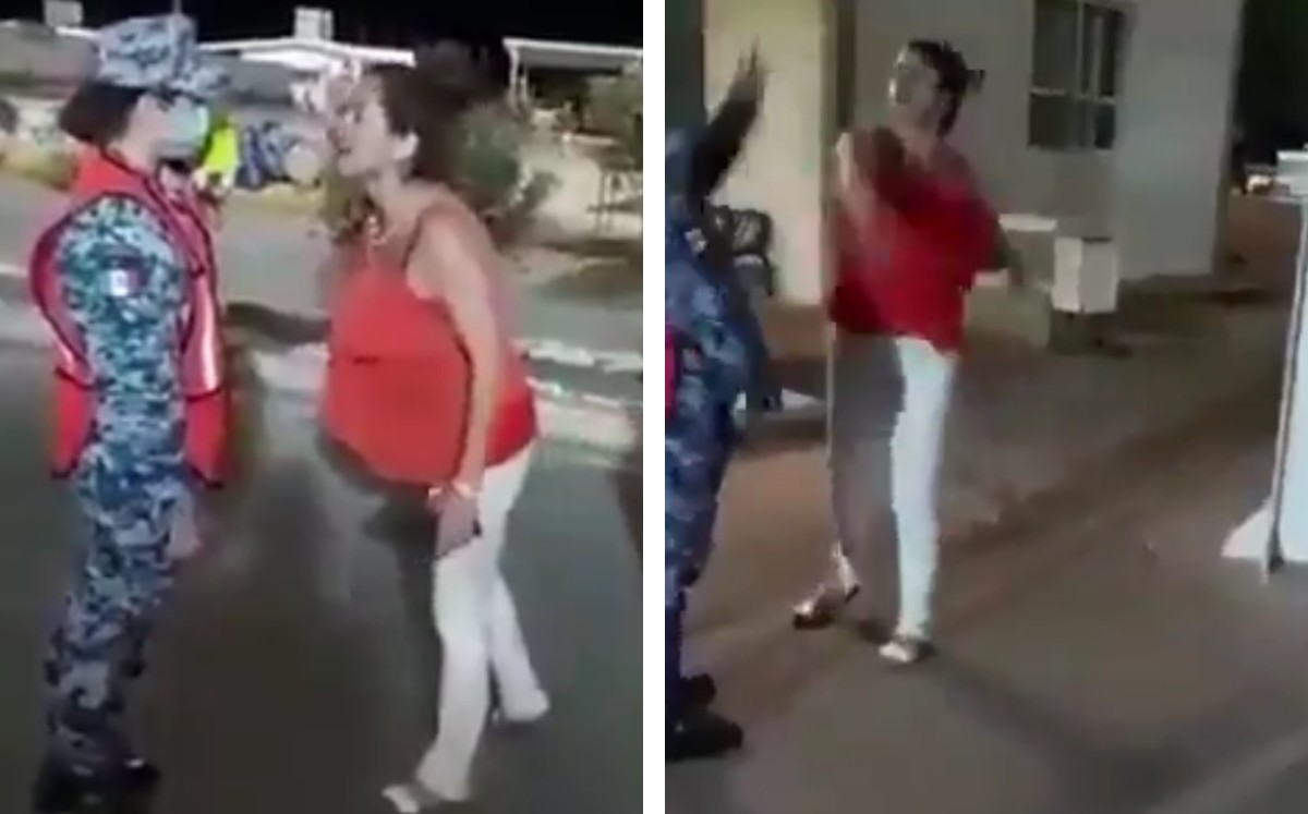 La mujer fue esposada tras agredir a la militar. (Especial)