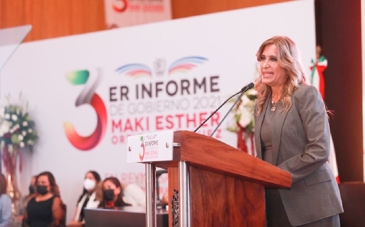 Maki Ortiz, alcaldesa de Reynosa, rinde tercer informe. (Cortesía)