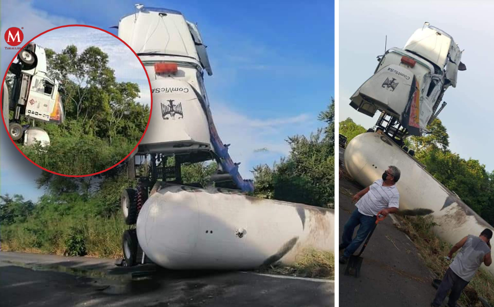 La cabina de la pipa quedó levantada hacia el cielo (Especial)