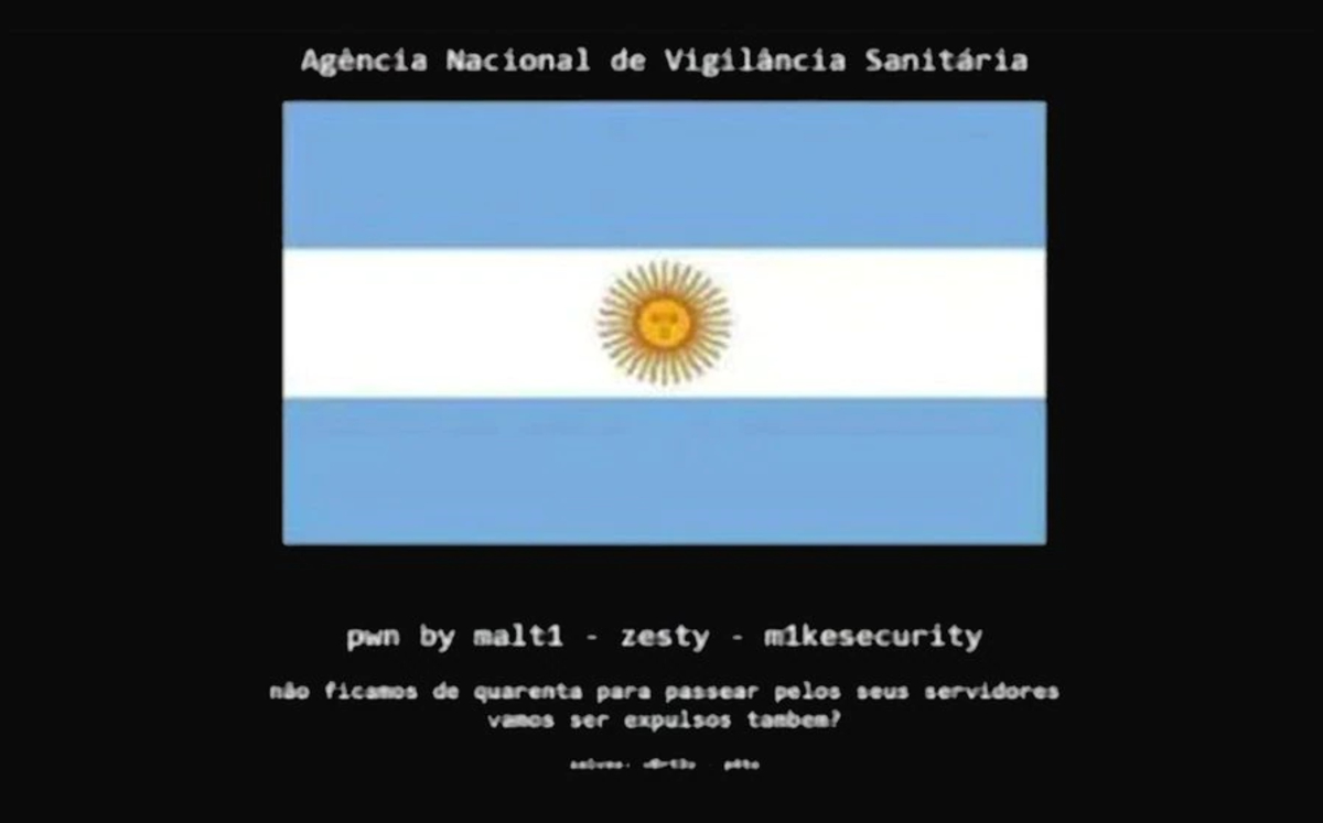 Hackean web de autoridad sanitaria de Brasil con bandera de Argentina (Especial)
