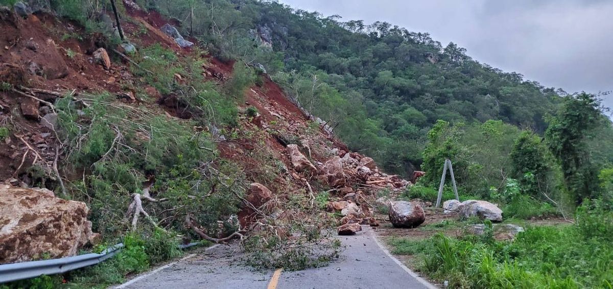 Atiende Jalisco derrumbe en carretera federal 80 (Cortesía)