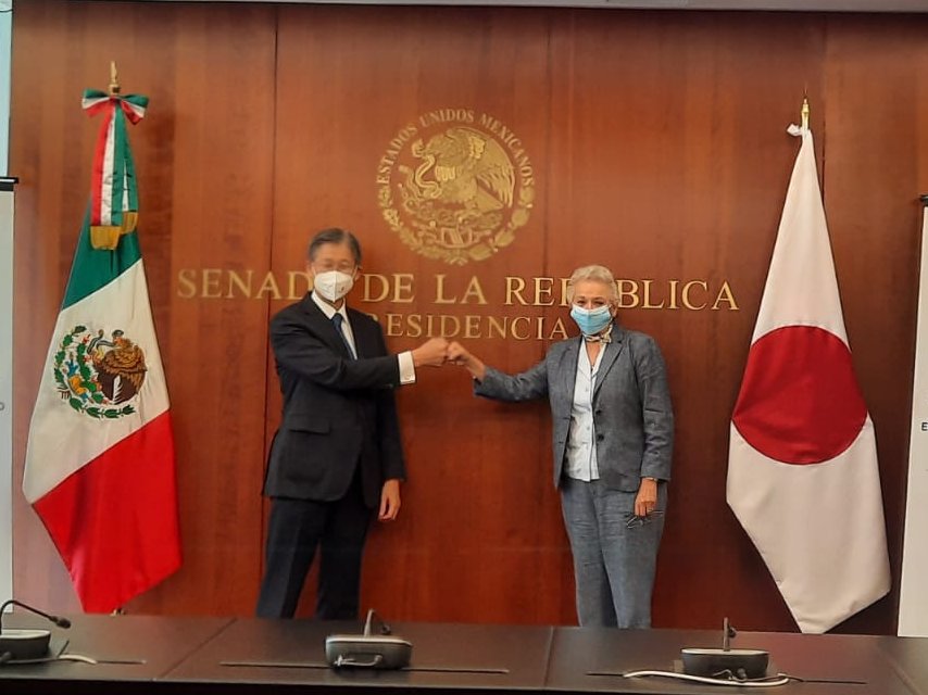 Olga Sánchez Cordero y Yasushi Takase, embajador de Japón en México (Twitter)