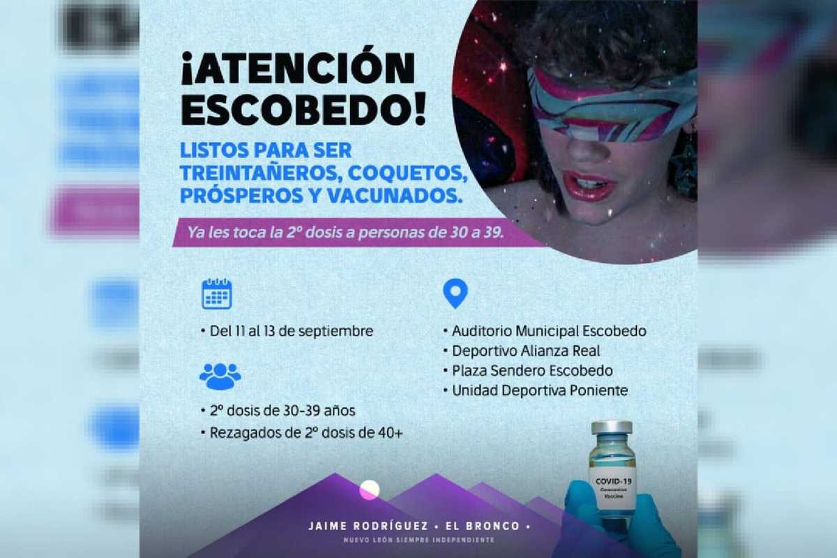 Vacunación covid-19 para personas de 30 a 39 años en Escobedo. Foto: Especial.