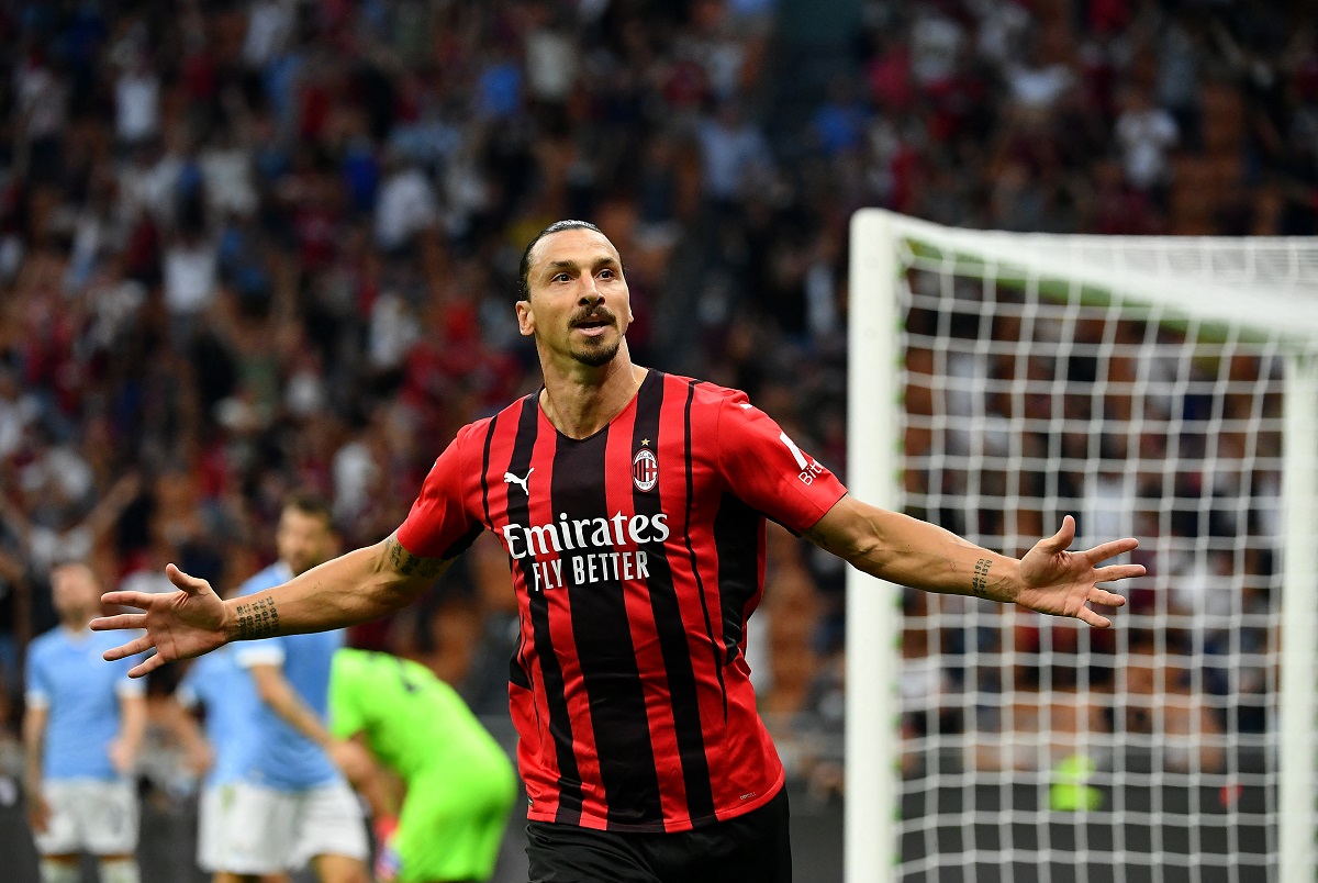 Zlatan Ibrahimovic en festejo de gol en su regreso con el Milan (AFP)