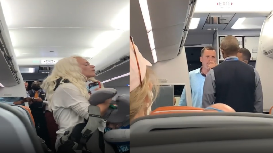 Pasajeros grabaron el momento en que la pareja se negaba a usar el cubrebocas en el avión. (IG alice.rusa)