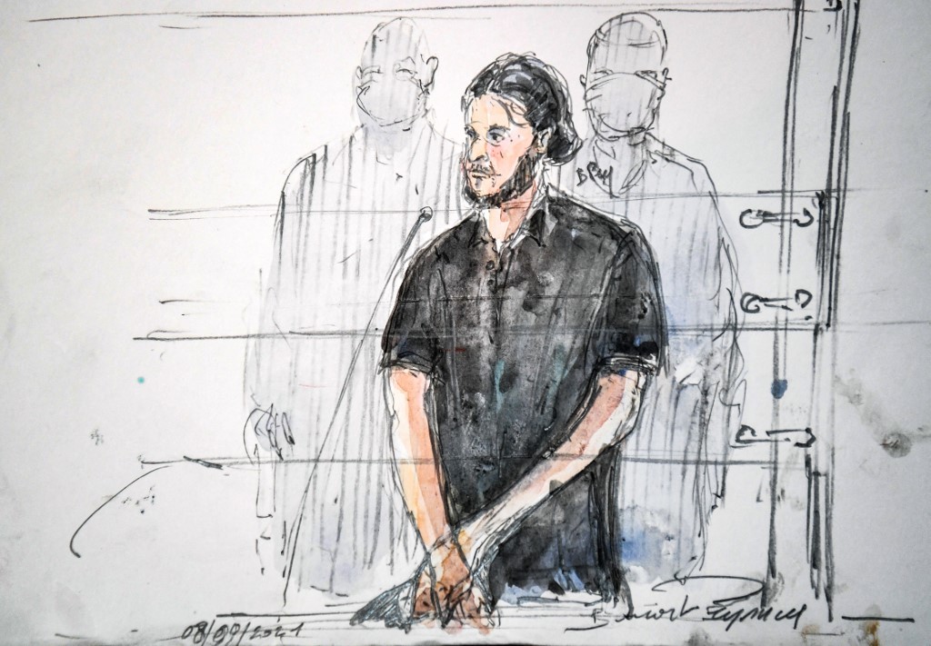 Tras la audiencia se presentó el dibujo que grafica lo expuesto por Salah Abdeslam. | AFP