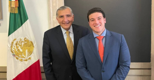 El Secretario de Gobernación, Adán Augusto y el gobernador electo de Nuevo León, Samuel García. Foto: Especial