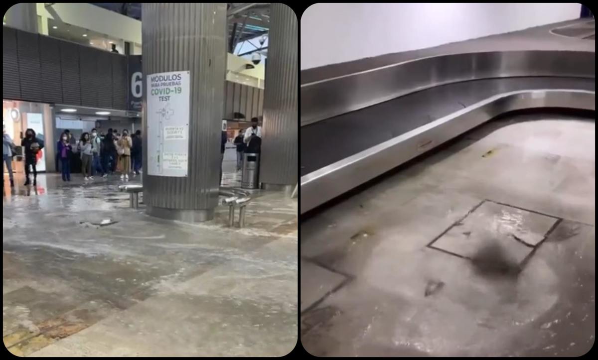 Inundaciones en el AICM. (Especial)