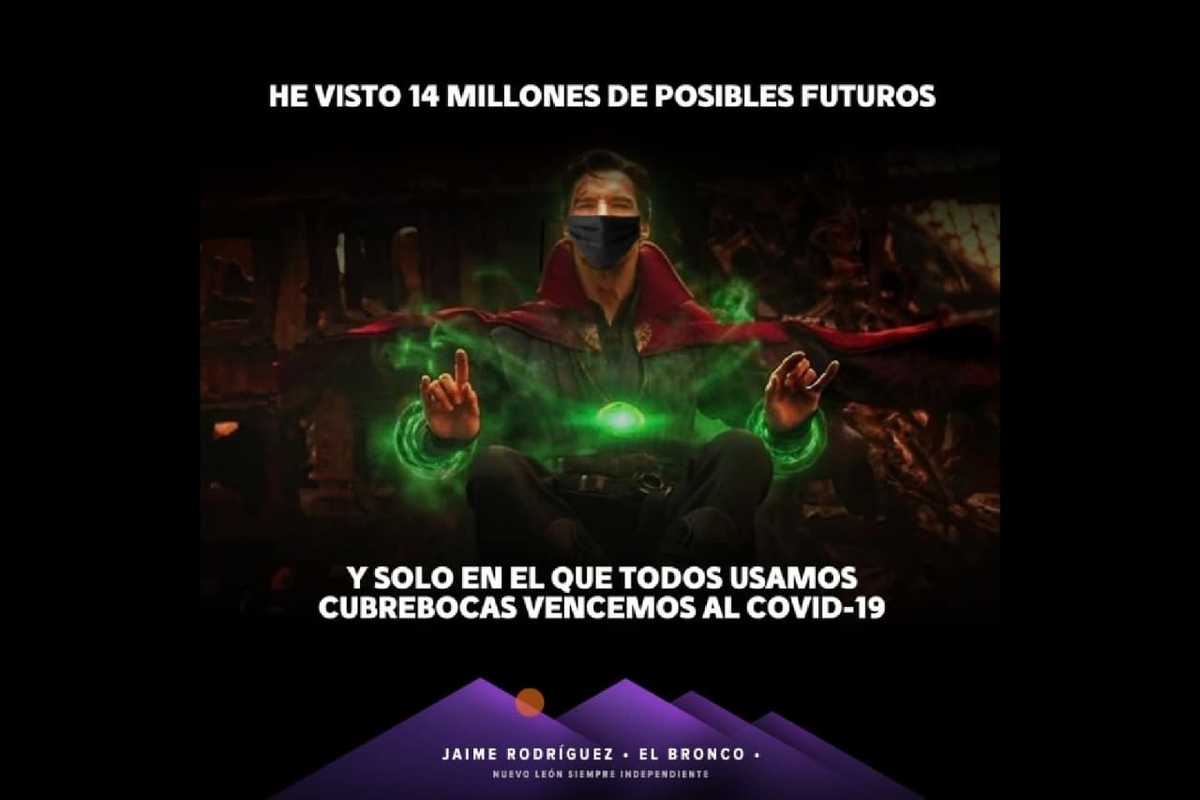 Jaime Rodríguez pide usar cubrebocas con meme de Marvel. Foto: Especial.