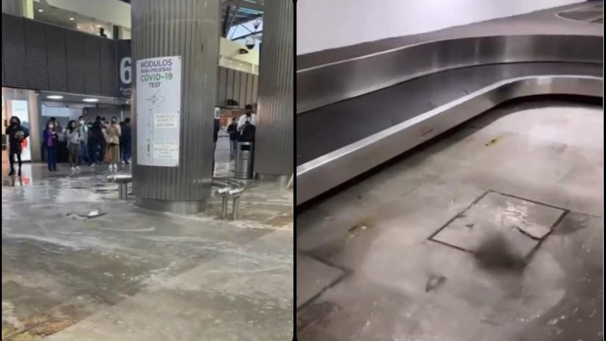 Tras fuertes lluvias en CdMx, AICM controla inundación en Terminal 1