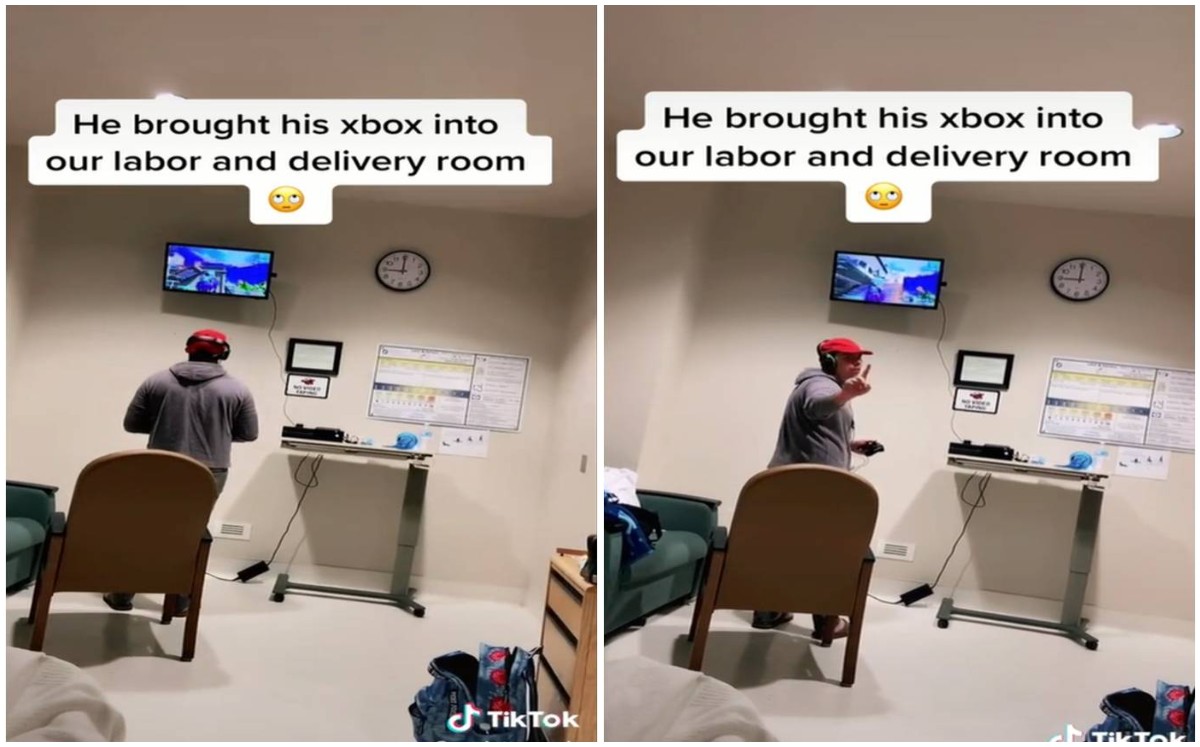 Mujer reclama a novio por jugar Xbox mientras está en labor de parto (Captura).