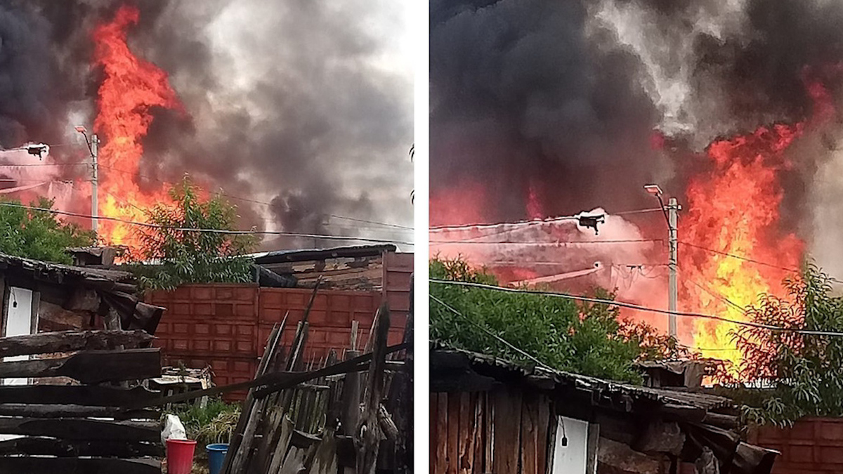 Fuerte incendio consume ocho casas y dos vehículos en Morelia, Michoacán