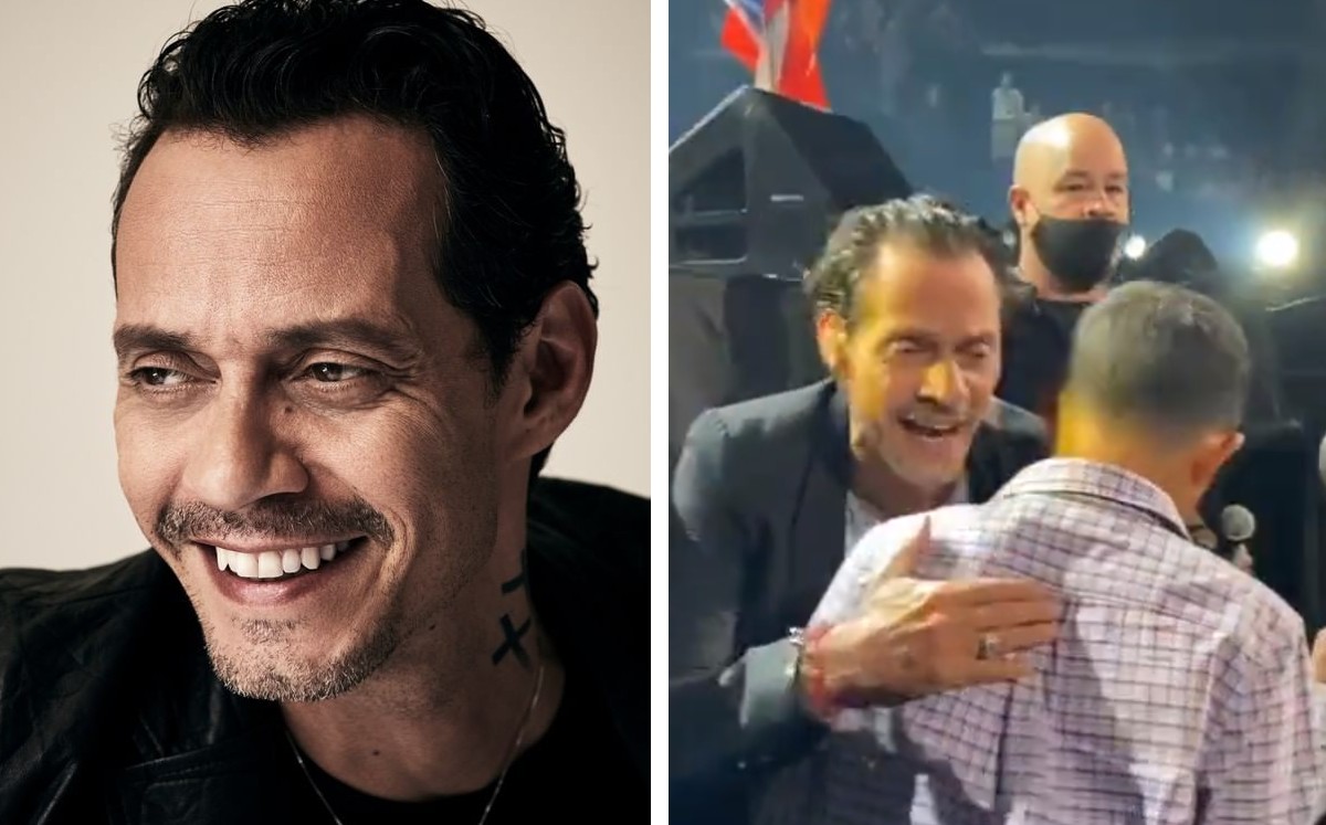 ¡Arriba la humildad! Marc Anthony baja del escenario para cantarle a niño invidente. (Especial)