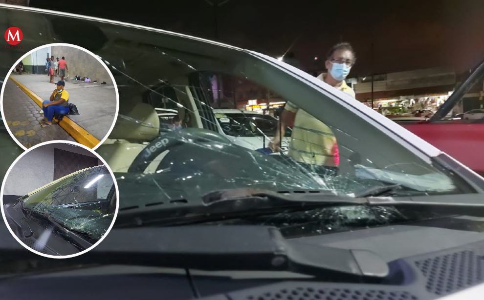 Mujer extranjera realizó daños a un taxi (Jaime Maya)