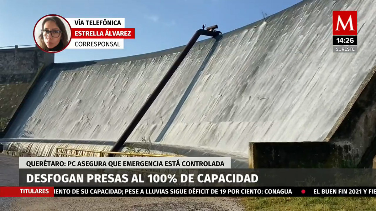 Presas en Querétaro comenzaron a ser desfogadas tras superar su capacidad por las fuertes lluvias