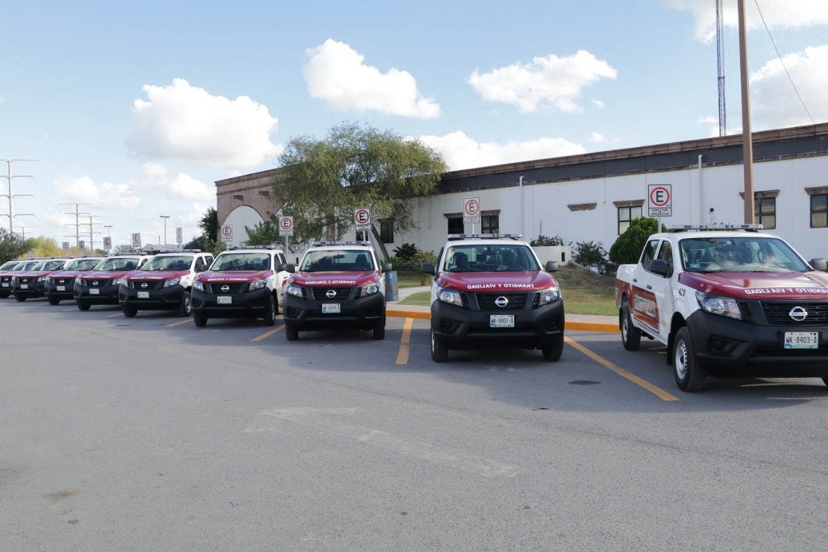 Patrullas de la corporación de Tránsito y Validad en Matamoros, Tamaulipas.