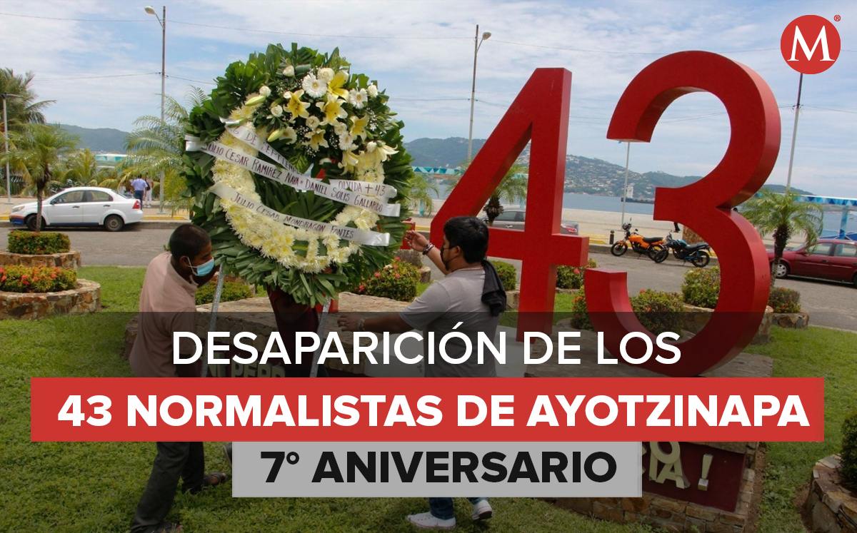 Séptimo aniversario de la desaparición de los 43 normalistas de Ayotzinapa. (Foto: Cuartoscuro / Diseño: MILENIO)