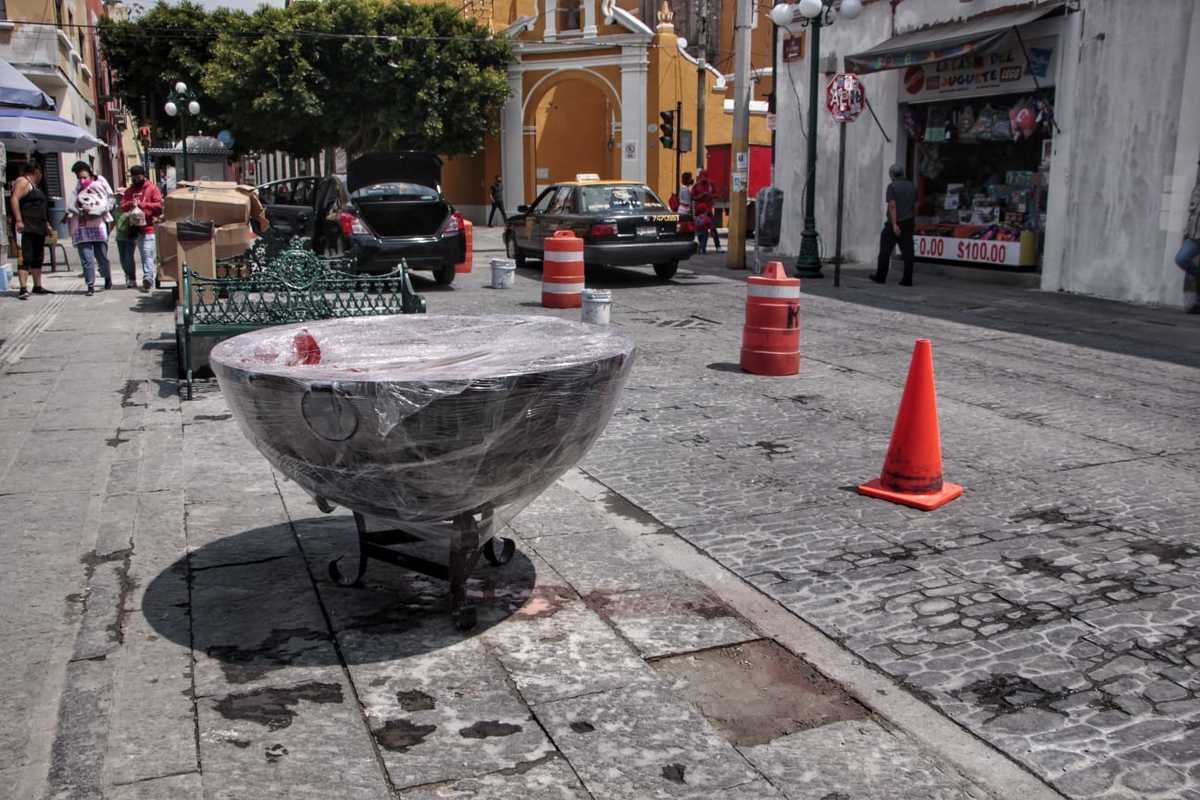 Centro Histórico de Puebla, con lento avance en obra del corredor 5 de mayo. (Melanie Torres)