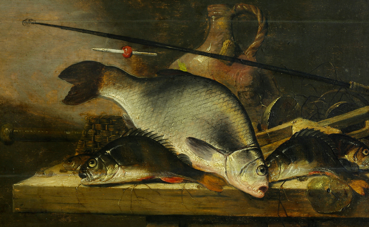 'Pescados y una caña de pescar' de Jacob Gillig Utrecht (1636-1701). (Cortesía: Museo Nacional de San Carlos)