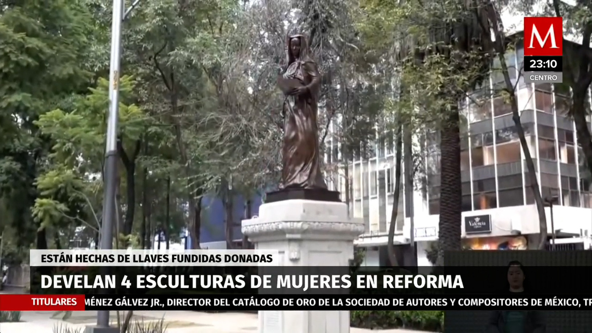 Sheinbaum devela esculturas de Josefa Ortiz y Sor Juana en Reforma