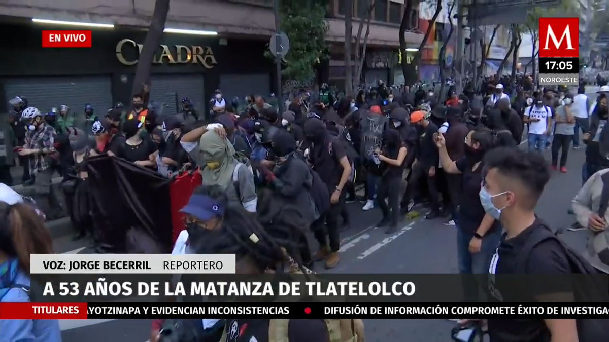 Marcha por 2 de octubre deja policías heridos y ningún detenido