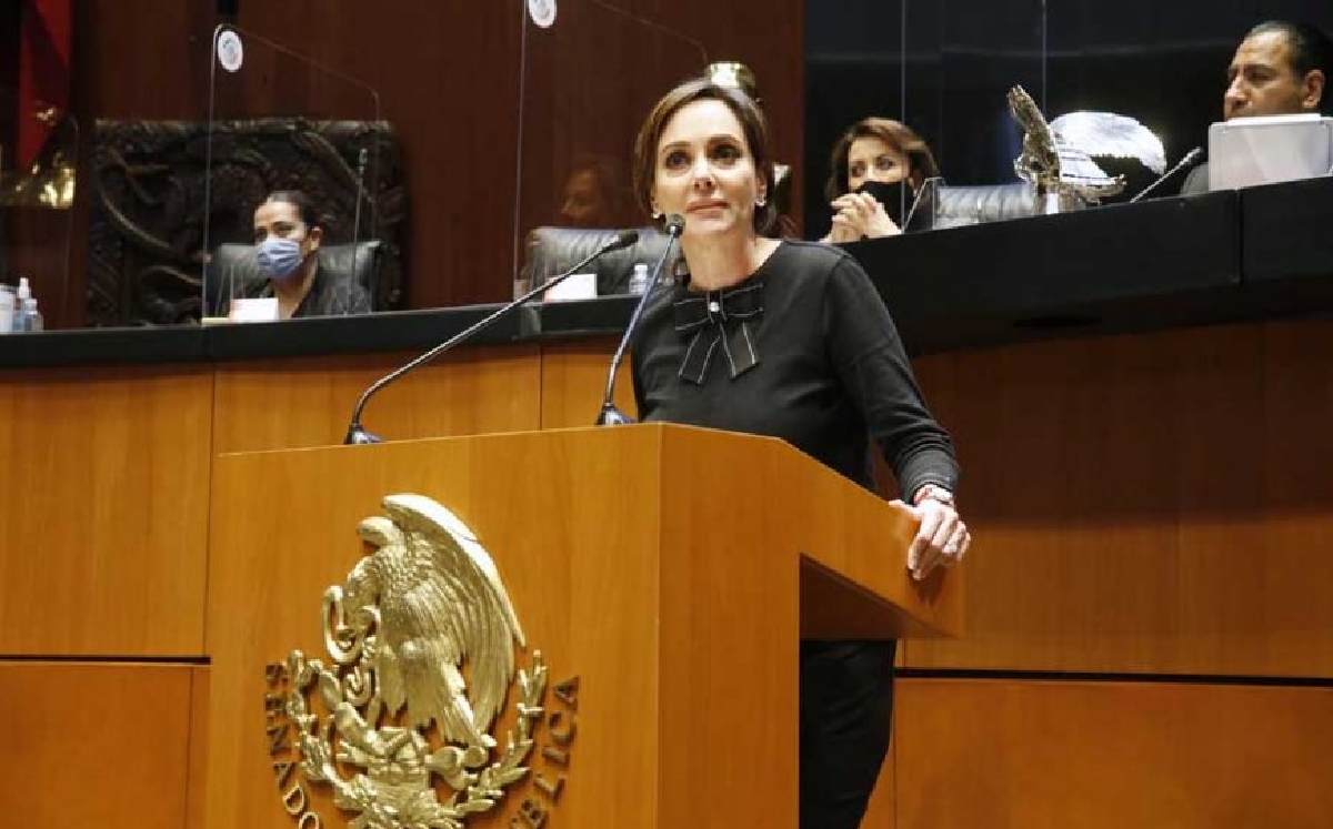 La panista Lilly Téllez durante una de sus participaciones en el estrado. (PAN en el Senado)