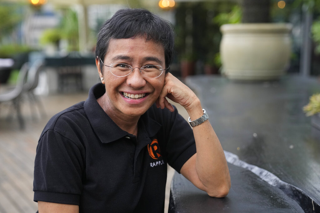 Maria Ressa, periodista filipina y ganadora del Premio Nobel de la Paz 2021. (AP)