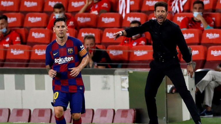 Diego Simeone y Lionel Messi (EFE)