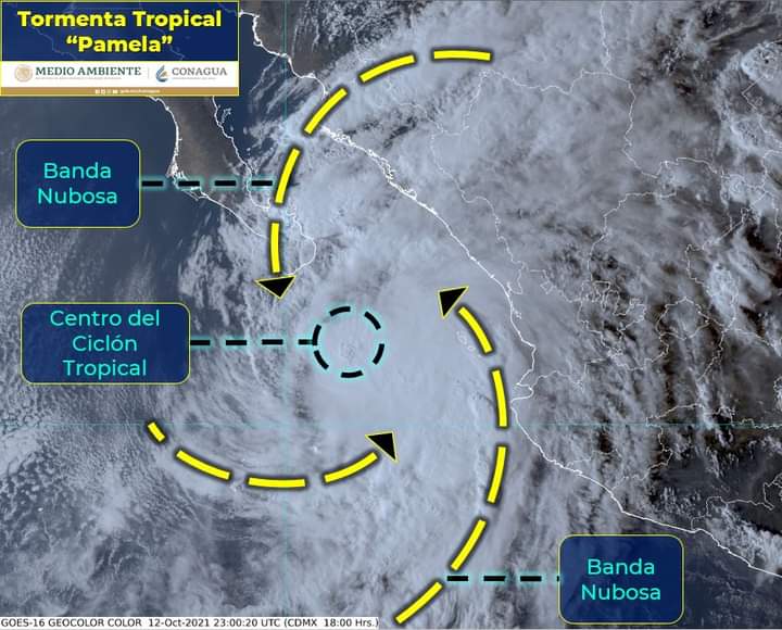'Pamela' se degradó a tormenta tropical. (@Conagua)