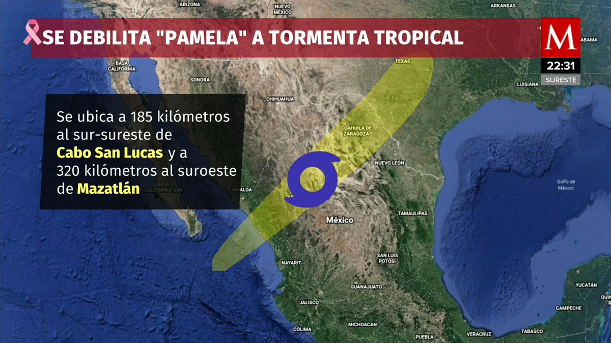 Pamela' se degrada a tormenta tropical; volverá a huracán: SMN
