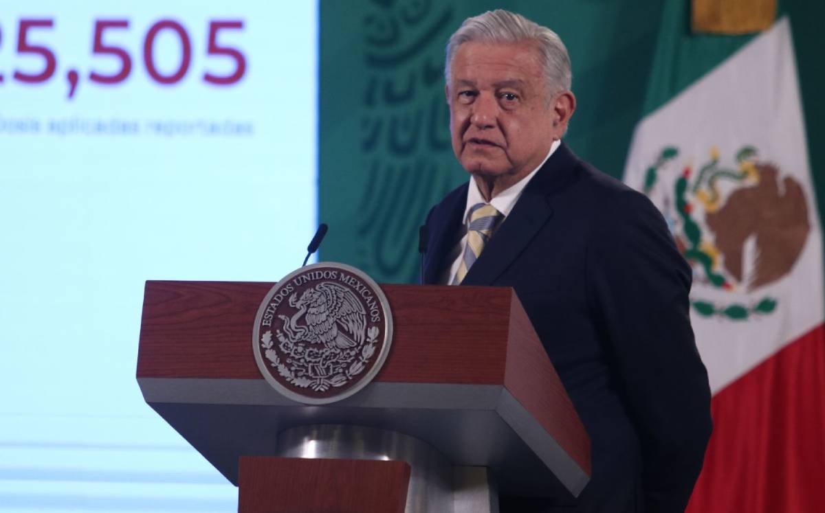 El Presidente Andrés Manuel López Obrador durante su conferencia matutina en Palacio Nacional. Foto: (Cuartoscuro)