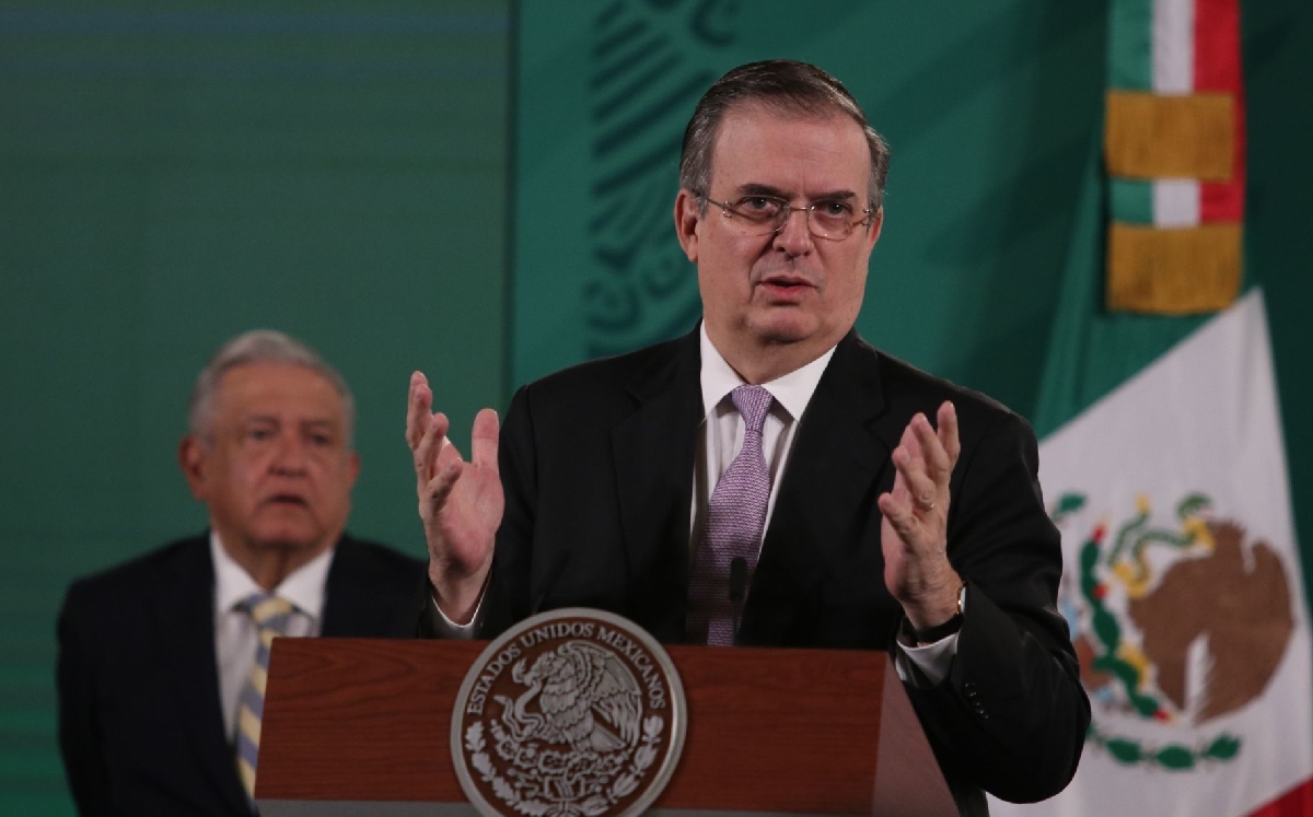 El secretario de Relaciones Exteriores, Marcelo Ebrard, durante la conferencia de hoy. (Cuartoscuro)