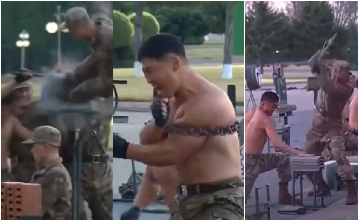 Las acrobacias de los militares en Corea del Norte fueron vistas y aplaudidas por Kim Jong-Un y sus seguidores. | Captura video
