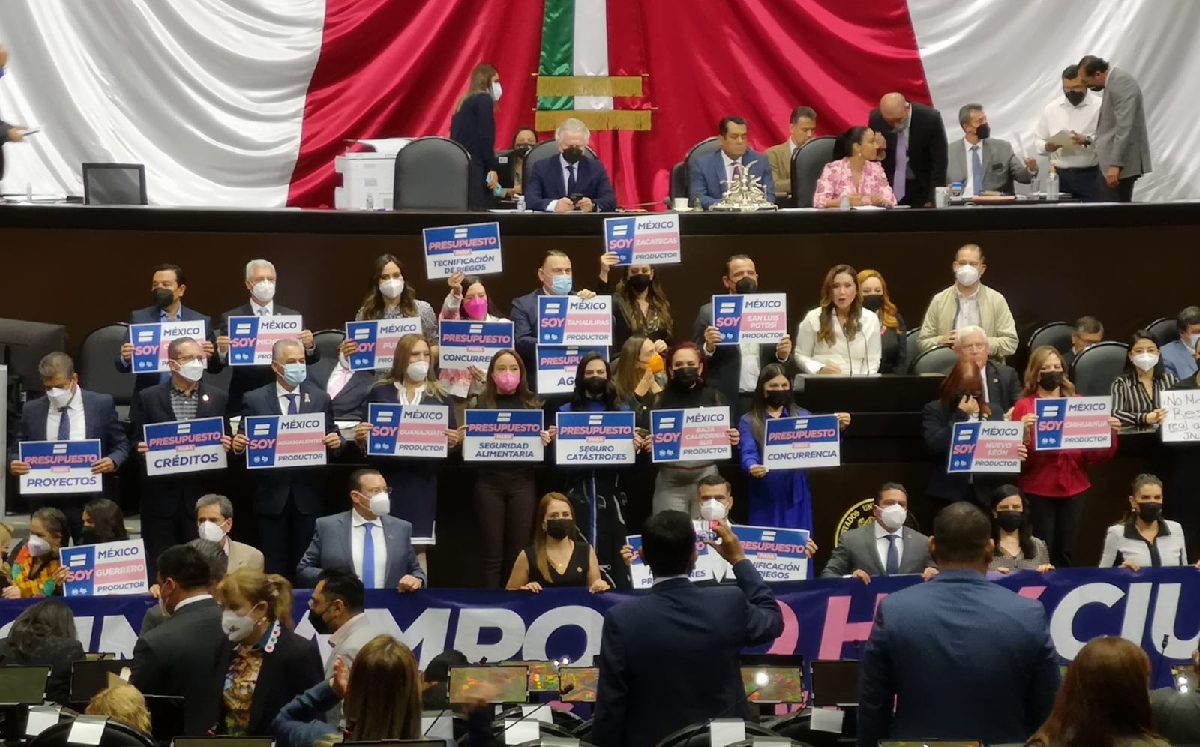 Los diputados del PAN se manifestaron durante la comparecencia del secretario de Agricultura. (Fernando Damián)
